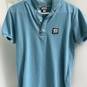 Diesel Teal Polo Shirt with Button Detail